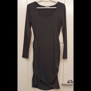 Bodycon wrap dress in charcoal with ruching